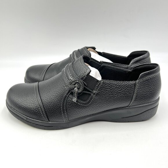 6.5W 6.5 WIDE WIDTH Clarks Cheyn Madi Black Leather Comfort Loafers Shoes New - Picture 6 of 12